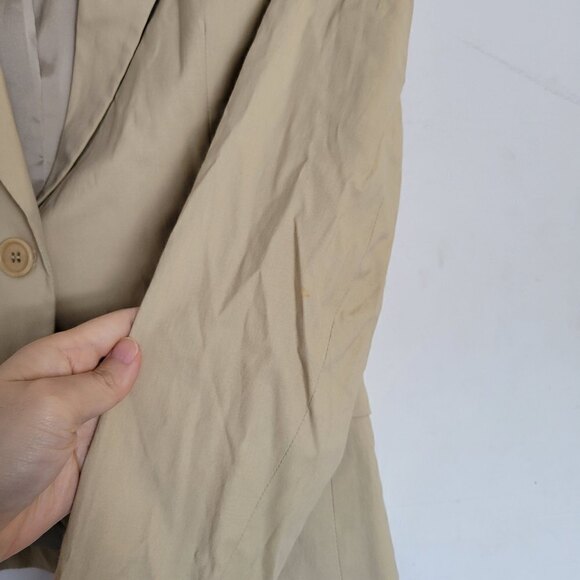 Theory Tan Cream Single Button Front Long Sleeve Cotton Blazer Jacket Size 2 - Picture 5 of 17